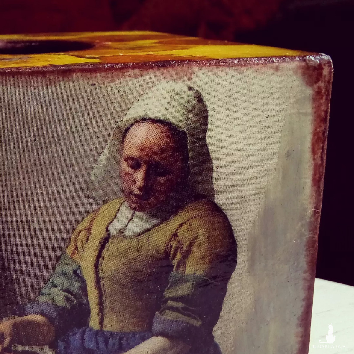 Drewniany Chustecznik Dzieła Sztuki Pocałunek Klimt Mona Lisa Słoneczniki Van Gogh Mucha Vermeer decoupage