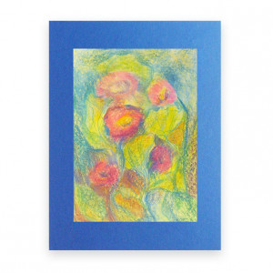 kwiaty rysunek 30x40, ogród rysunek, obraz z kwiatkami, boho dekoracja do domu, ręcznie malowany obraz, łąka rysunek