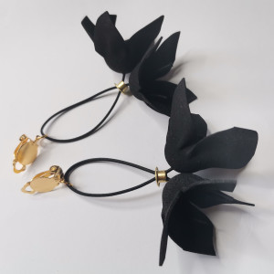 Klipsy czarne tulipany lekkie