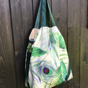 Torba hobo XXL - print pawie oczka