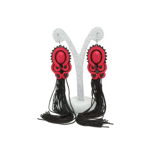 Kolczyki sutasz czerwono-czarne z chwostem