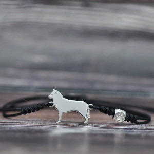 Siberian Husky - bransoletka z psem i łapką, srebro 925