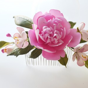 grzebyk do włosów "Piwonie i wiosenne kwitnienie"