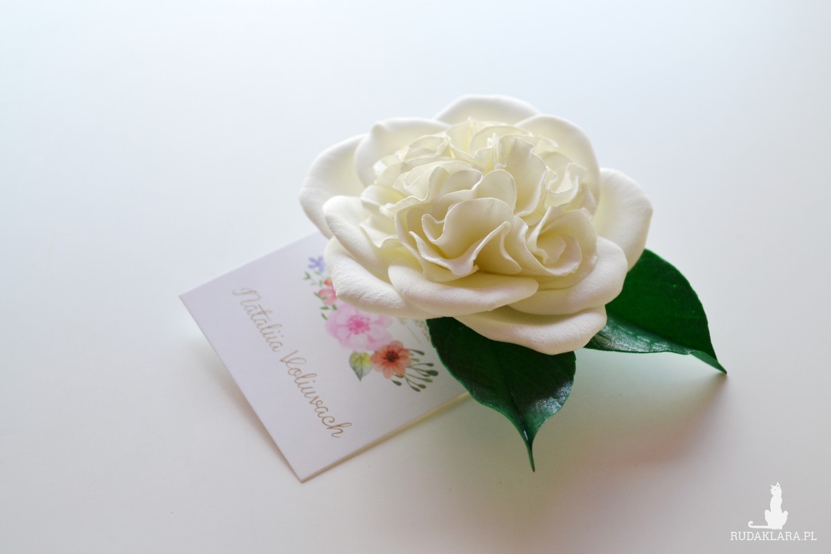 Ślubna spinka - róża angielska