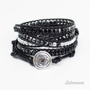 Czarna bransoletka boho Black Silver Matte