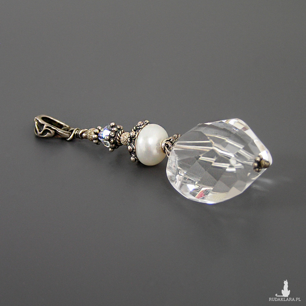 Anna Karenina – wisior z kwarcem i perłą, srebro