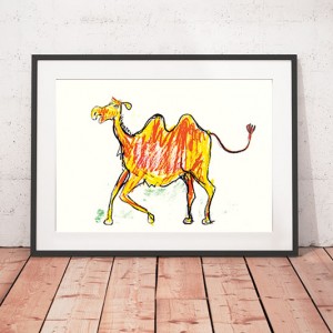 wielbłąd plakat dla dzieci, grafika do dziecięcego pokoju, plakat do pokoju chłopca