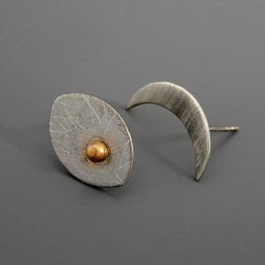 Księżyc i gwiazdy, asymetryczne kolczyki, srebro 925,