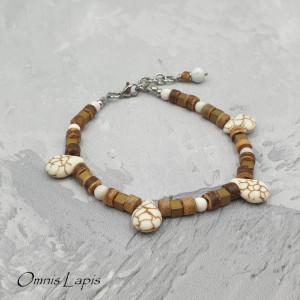 Bransoleta z białym turkusem - stal szlachetna