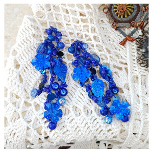 5425 długie kolczyki granatowe chabrowe