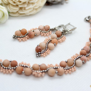 komplet biżuterii z kamieni naturalnych -awenturyn