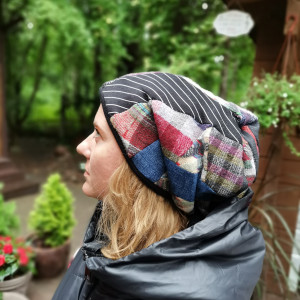 Czapka ciepła patchworkowa