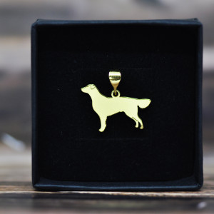 Flat coated retriever - wisiorek srebrny pozłacany