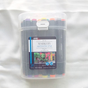 zestaw markerów artystycznych 29, komplet markerów artystycznych, artystyczne markery alkoholowe, markery alcohol ink, kolorowe markery w pudełku, dwustronne markery 29