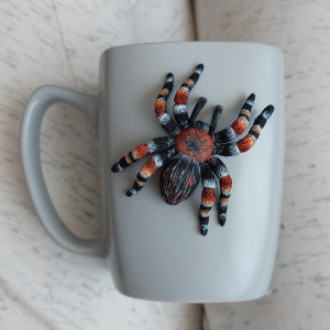 Kubek z pająkiem ptasznik czerwonokolanowy