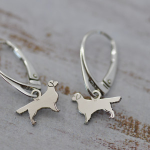 Golden retriever -kolczyki z psem / srebro 925