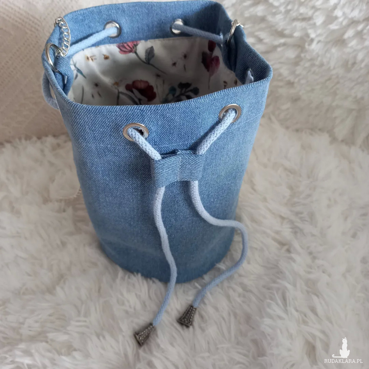 Mini torebka worek z jeansu