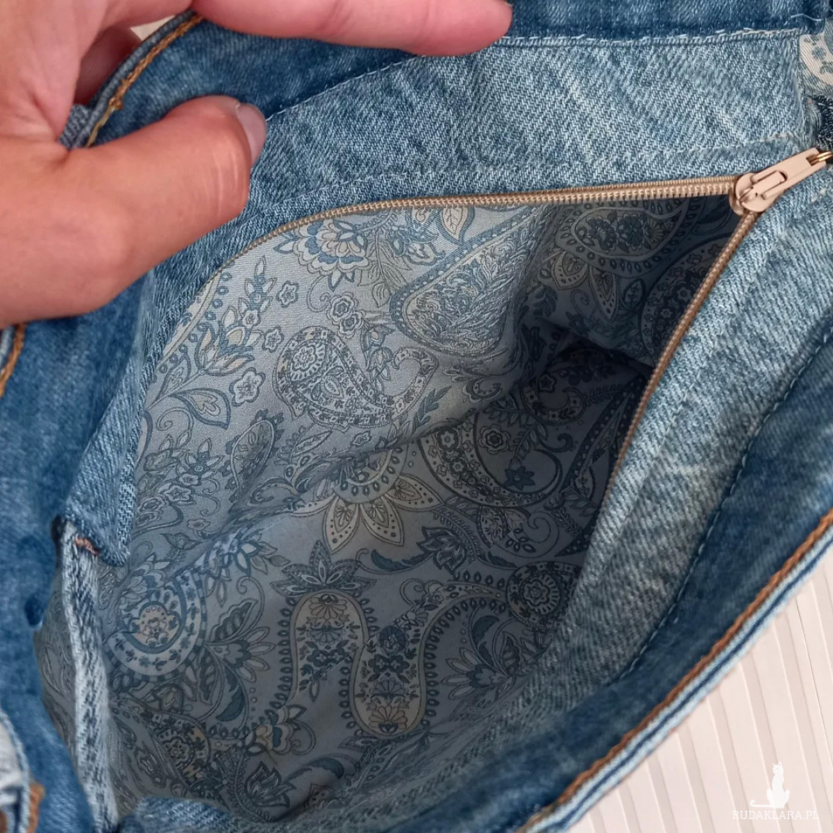 Mini torebka patchwork z jeansu