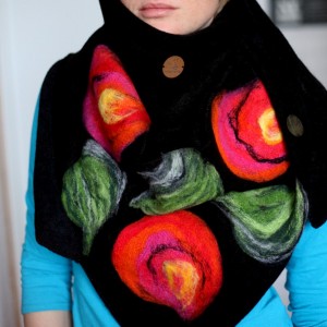 czarna chusta handmade wełniana