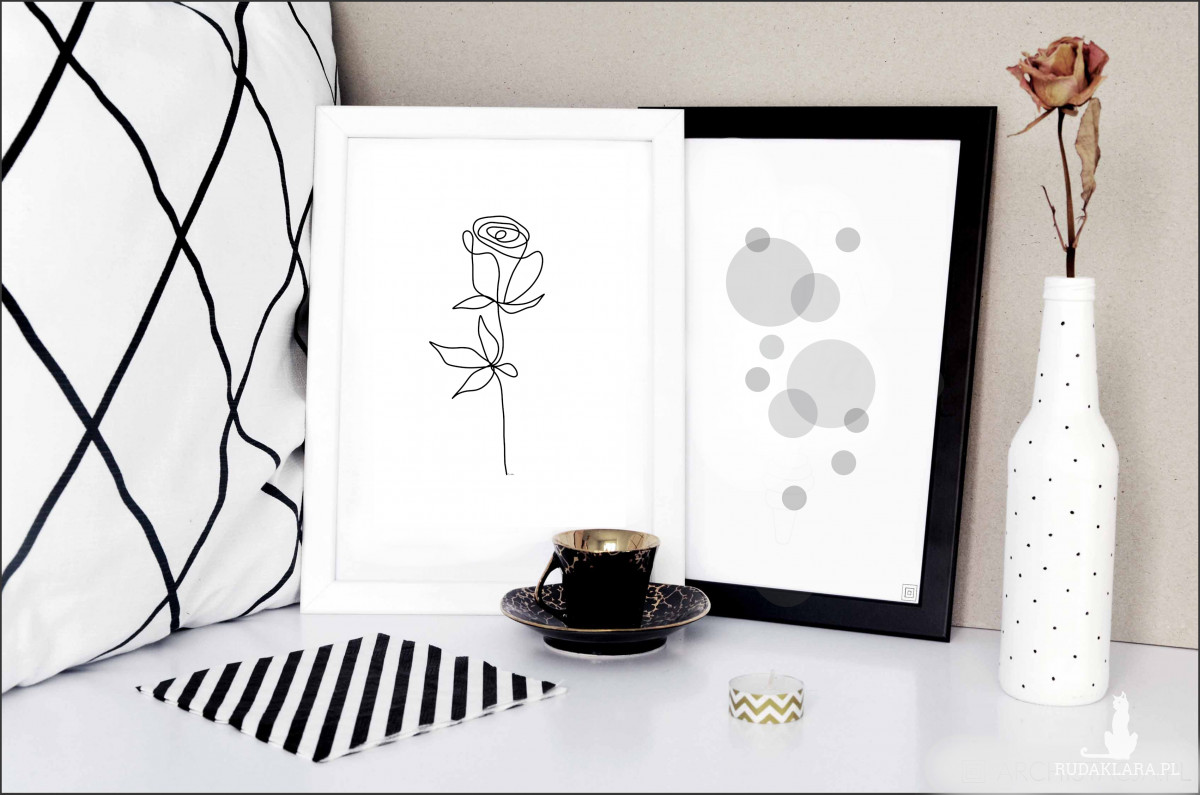 Róża, minimalistyczna grafika autorska, plik cyfrowy do pobrania, wydrukuj jak chcesz