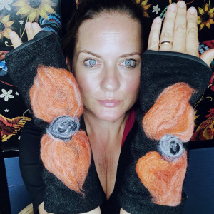 mitenki w kolorze czarnym filcowane wełna merynosów