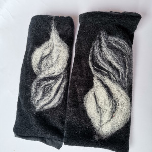 mitenki w kolorze czarnym filcowane wełna merynosów