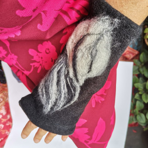 mitenki w kolorze czarnym filcowane wełna merynosów