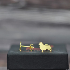 Owczarek Szetlandzki / Sheltie -kolczyki, srebro pozłacane