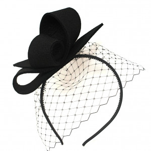 Fascynator czarny z woalką