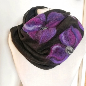 Czapka wełniana czarna i komin komplet