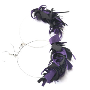 Kolczyki fioletowo czarne kola