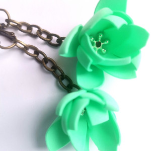 Klipsy kwiatowe lekkie mietowe