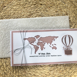 111,Z biletem na wspólną podróż - kartka na ślub z balonem