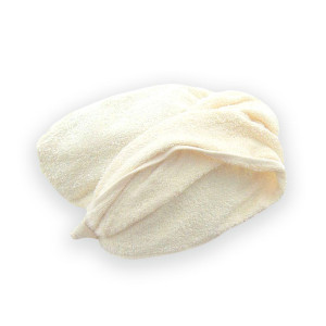 kremowy turban na włosy, frotte turban kąpielowy, bawełniany turban do włosów, pastelowy turban z bawełny