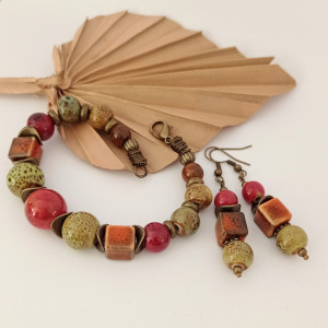 Bransoletka i kolczyki z ceramiki