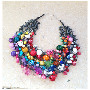 5565 naszyjnik kolia kolorowy tęczowy