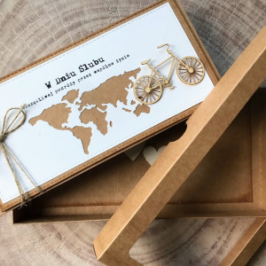 117, KARTKA NA ŚLUB W SZCZĘŚLIWĄ PODRÓŻ w stylu eco /rustykalnym