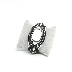 Czarno-biała bransoletka sutasz ze skolecytem Audrey