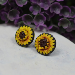 Kolczyki sztyfty SŁONECZNIKI