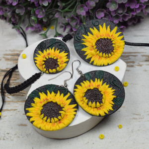 Komplet biżuterii "słoneczniki"