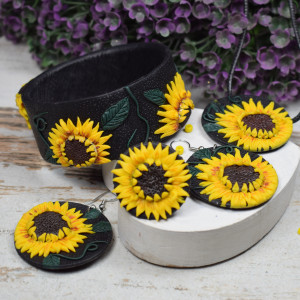 Duży komplet biżuterii "słoneczniki"