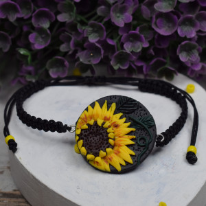 Bransoletka sznurkowa "słnecznik" z regulacją