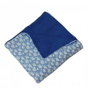 Niebieski muślinowy kocyk dla malucha 105 x 110