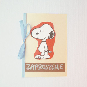 zaproszenie dla dziecka, bajkowe zaproszenia, śmieszne zaproszenie, Snoopy zaproszenie, pies zaproszenie, zwierzęta zaproszenie
