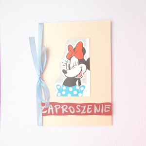 zaproszenie dla dziecka, bajkowe zaproszenie, śmieszne zaproszenie, zwierzęta zaproszenie, zaproszenie dla dziewczynki, myszka minnie zaproszenia