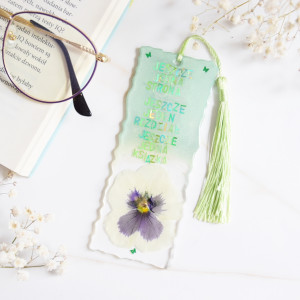 Duża zakładka do książki - biały bratek