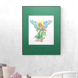 retro plakat A3, vintage obrazek do domu, aniołek plakat 30x40, retro plakat z aniołkiem, vintage obrazek z aniołem, anioł obrazek 30x40, aniołek obraz vintage, anioł muzykant obrazek