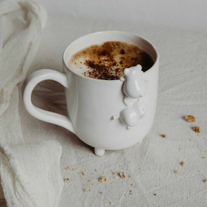 Biały kubek dwa misie - 400 ml - Rękodzieło - Lamabo