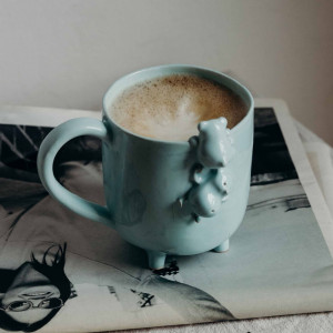 Kubek dwa misie miętowy - 400 ml - Rękodzieło - Lamabo