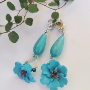 Klipsy niebieskie kwiaty